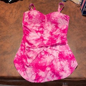 Pink tye dye bathing suit